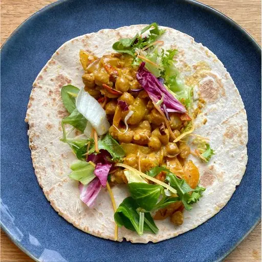 Caribbean Roti Tortillas with chickpea curry